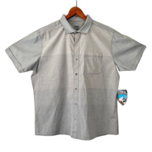 NWT Men’s KUHL Ombtre man sz. S grey striped button down short sleeve